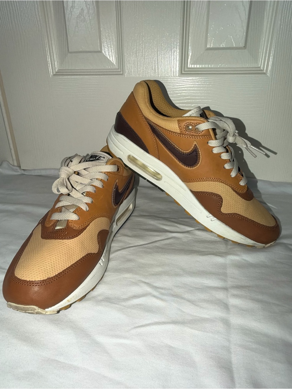 Nike Air Max 1 SNKRS Day Brown | Men's Leather & Mesh Sneakers in Tan and Brown